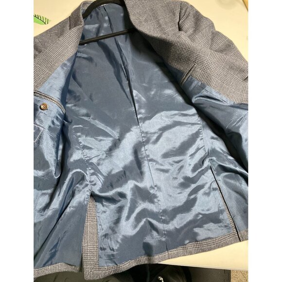 J. Crew Mens Gray Glen Plaid Wool Blazer Size 40S 2Button Notch Lapel Lined Blue - Picture 7 of 16